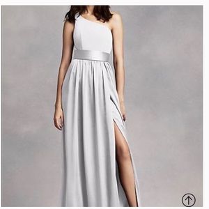 One Shoulder Dress with Satin Sash BY VERA WANG Sz 2 silver